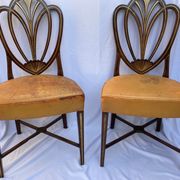 Series four English chairs Hepplewhite mahogany leather early twentieth century