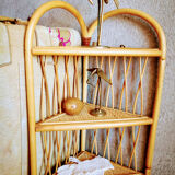 Corner wicker shelf
