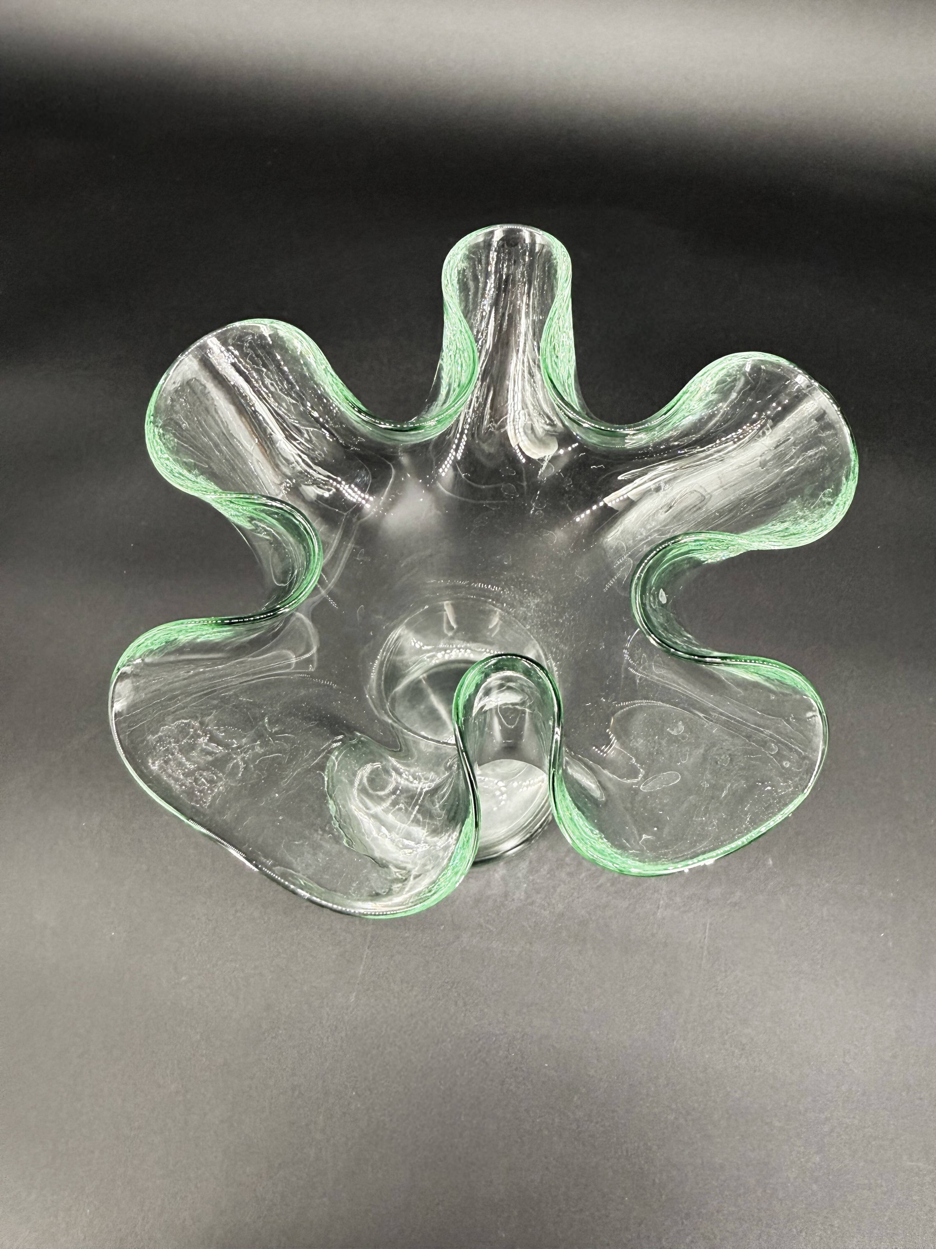 Blown glass vase in free form