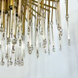 Mid-century, Italian brass and glass chandelier from 70s