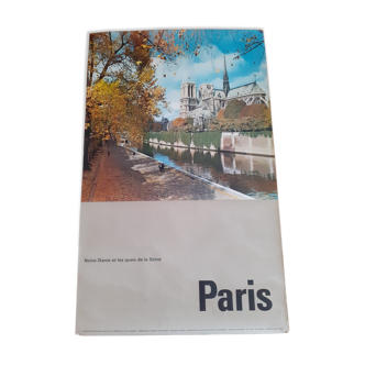 Affiche Paris Notre-Dame quais de Seine années 60