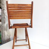Chaise ancienne pliante 2 positions en bois latté