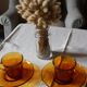 Service Duralex Vintage Orange Soaked Glass 6 cups Tea Sauces Pot