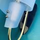 Pair of minimalist vintage seventies blue plastic and plexiglass wall lights