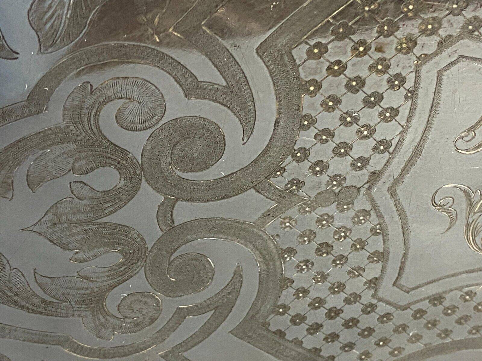 Large tray with monogrammed handles in silver metal 19th century Napoleon III