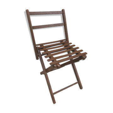 Former chair child folding wood brown painted 60s vintage