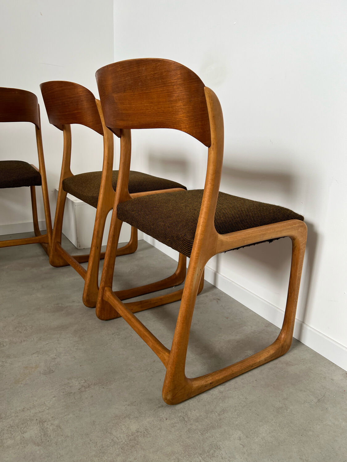 Set of 6 wooden chairs sled baumann vintage / year 60