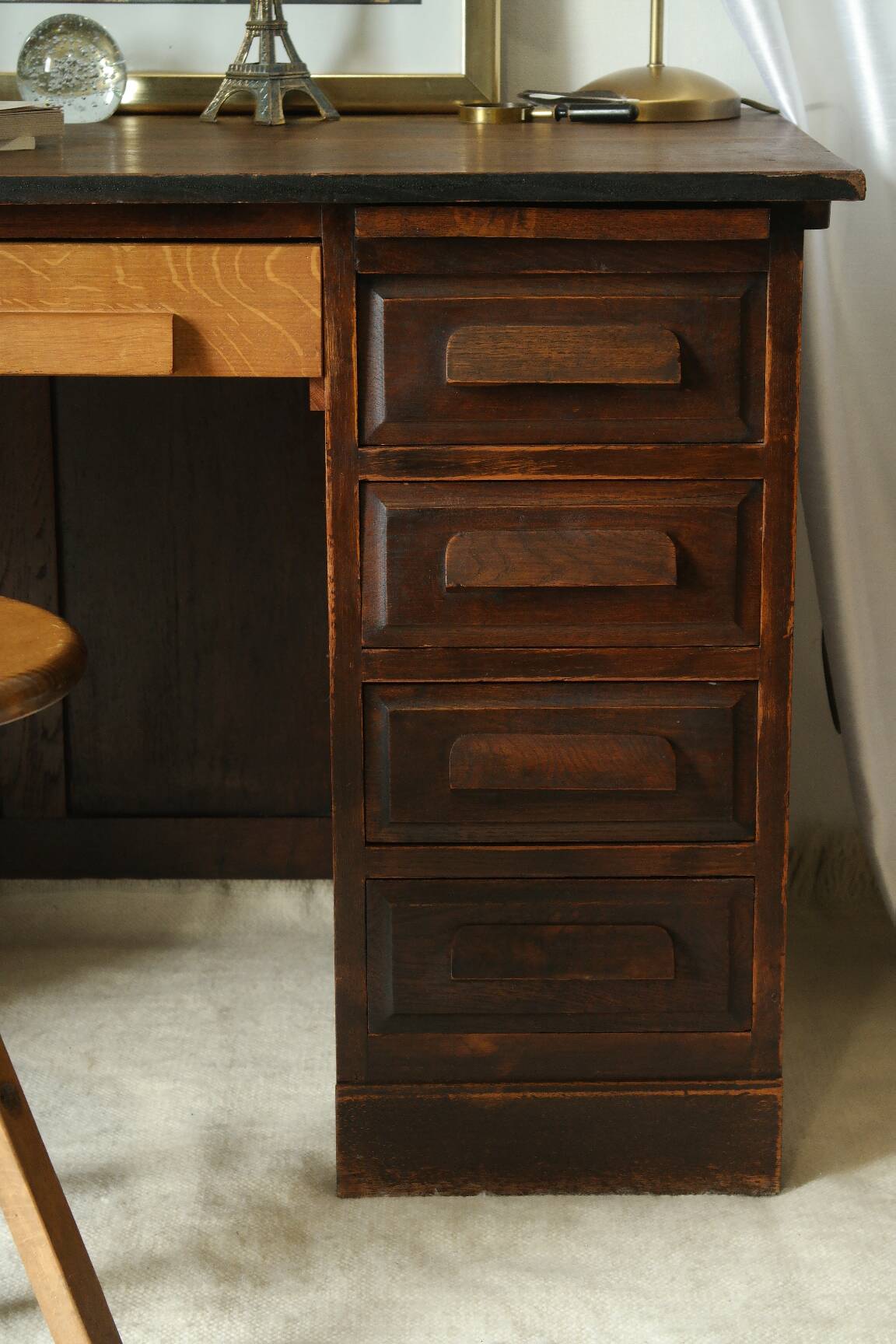 Vintage oak pedestal desk