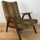 Fauteuil scandinave pieds compas en bois