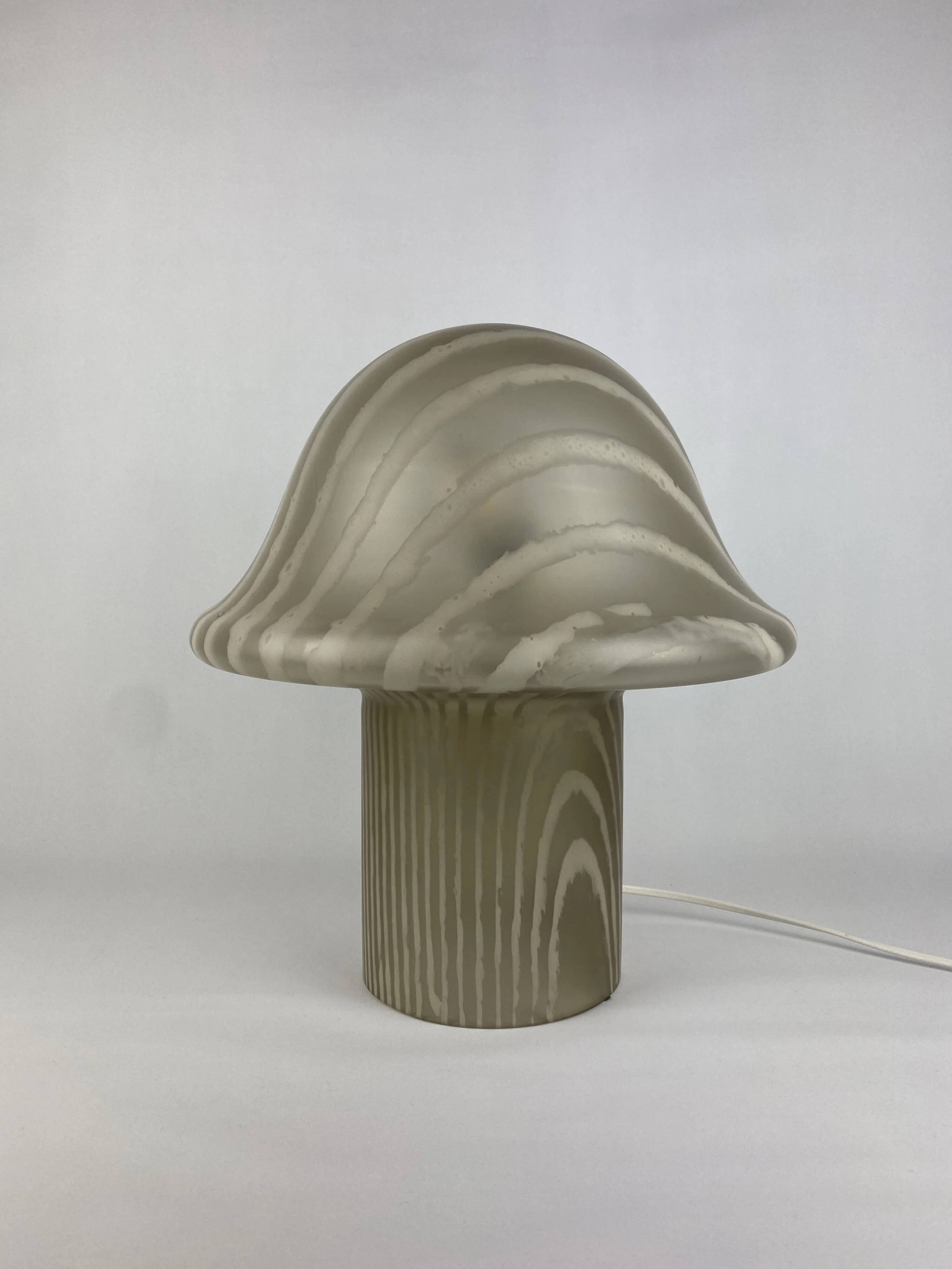 Large mushroom table lamp by Peill and Putzler in smoked glass XL 1970