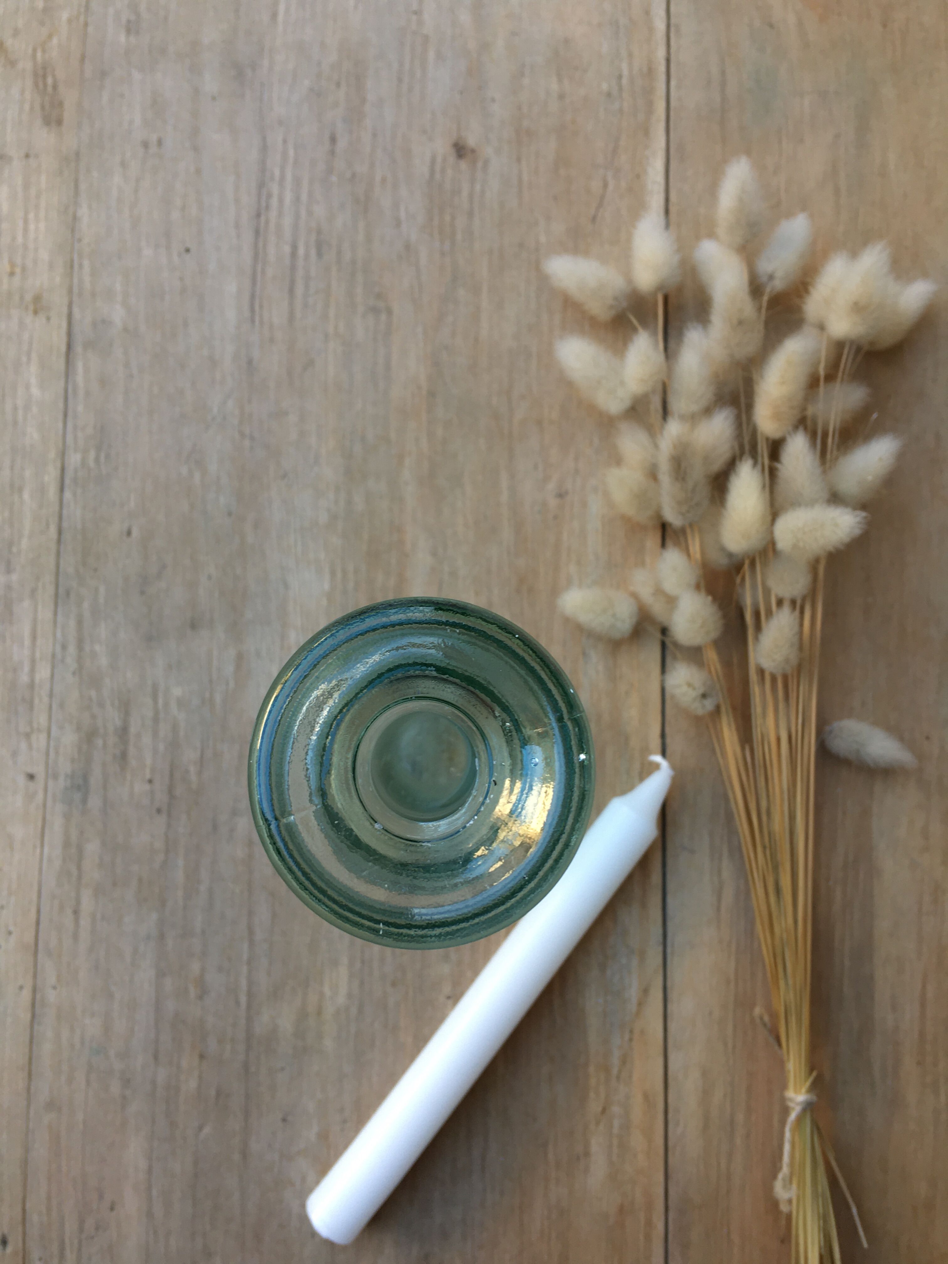 Green water candle holder