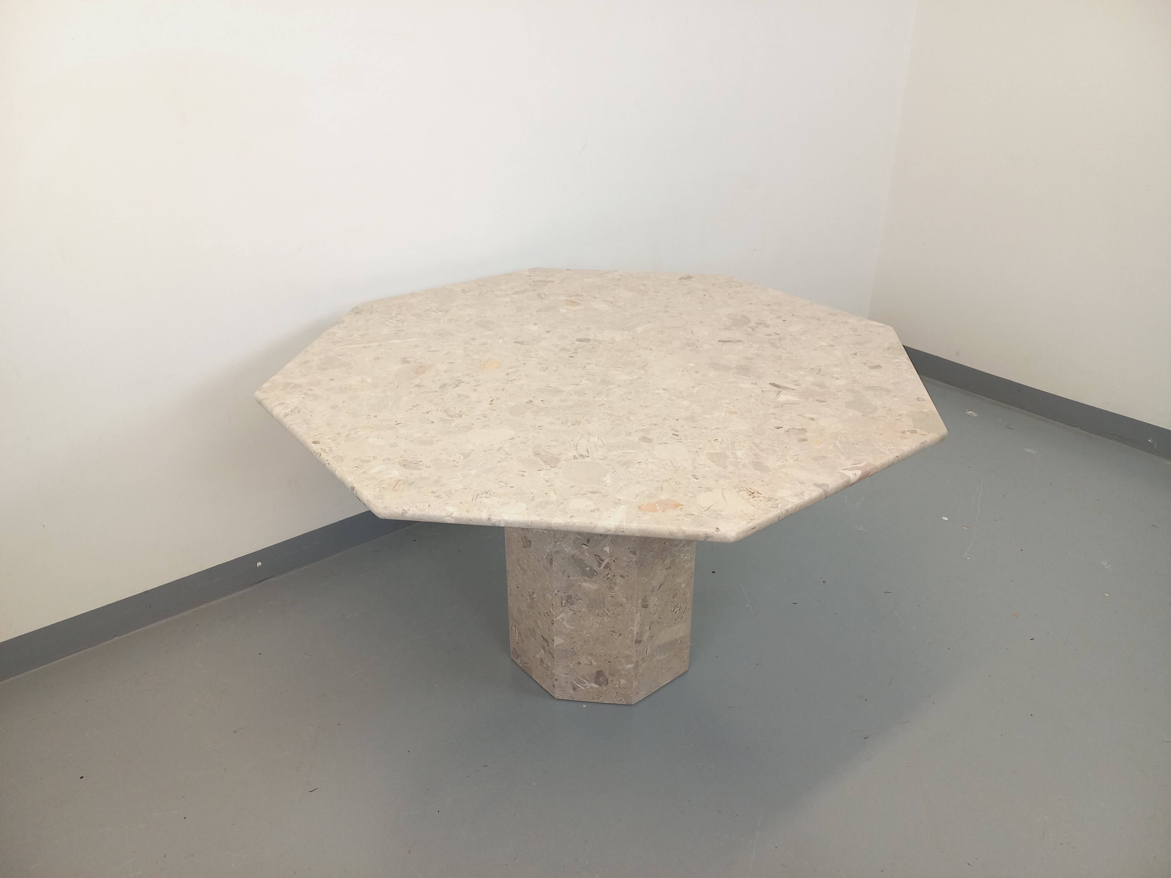 Vintage 70s 80s Octagonal Marble Dining Table