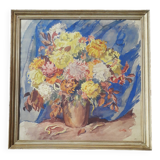 Old painting representing a bouquet of flowers