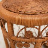 Vintage peacock stool in rattan