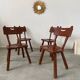 Set of 4 Imperial Loyalist brutalist wooden chairs, vintage 60s design