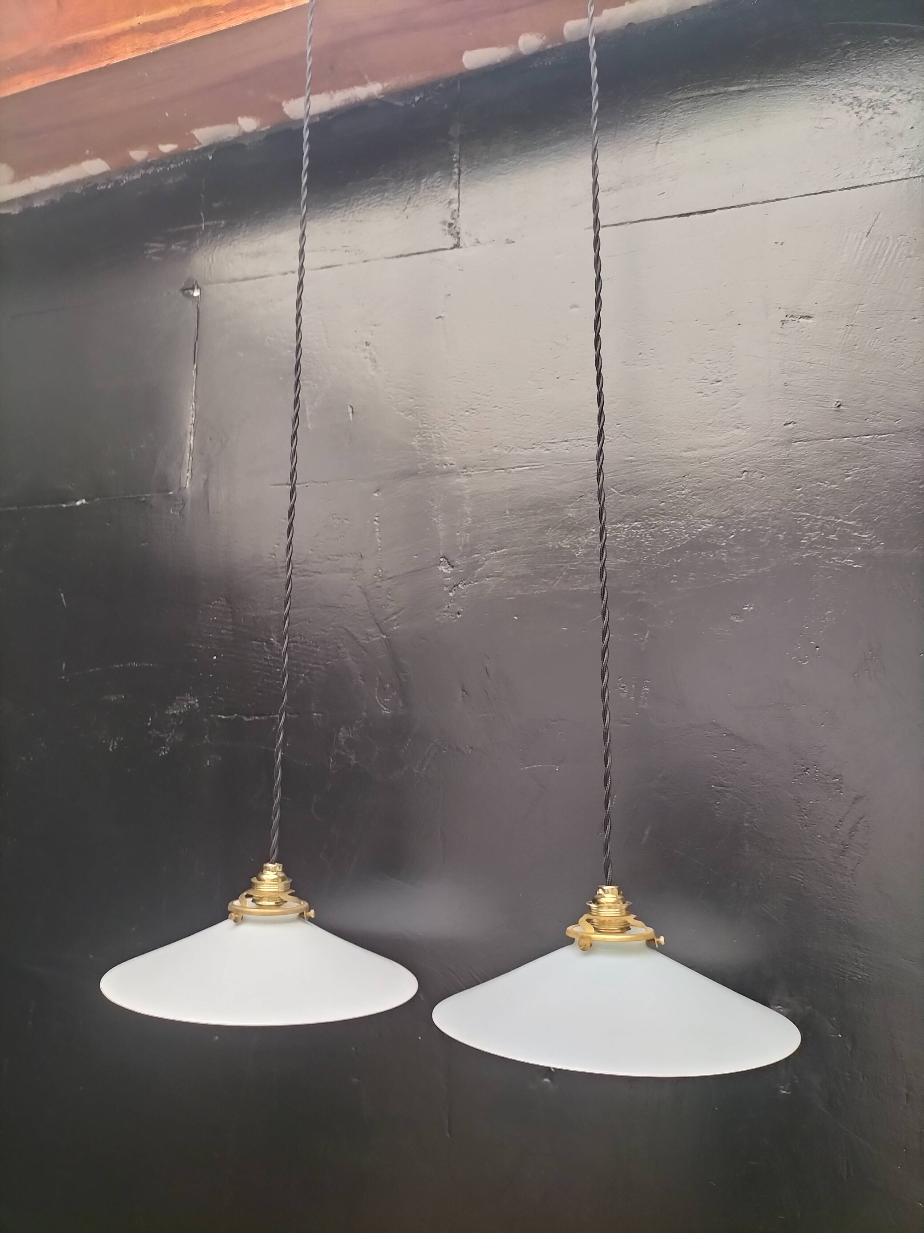 2 opaline pendant lights