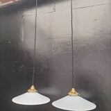 2 opaline pendant lights