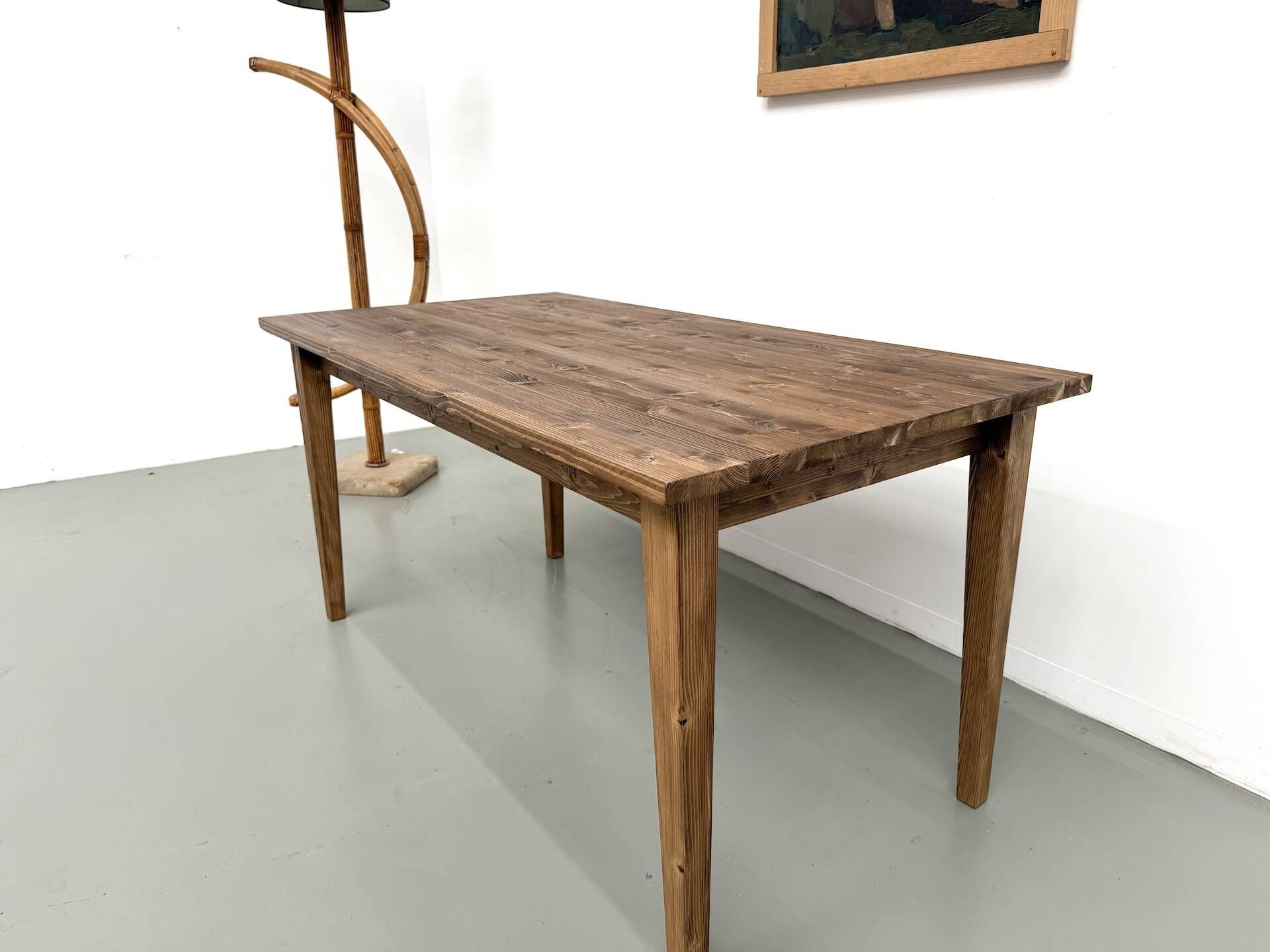 Farm table with tapered legs, L155 cm