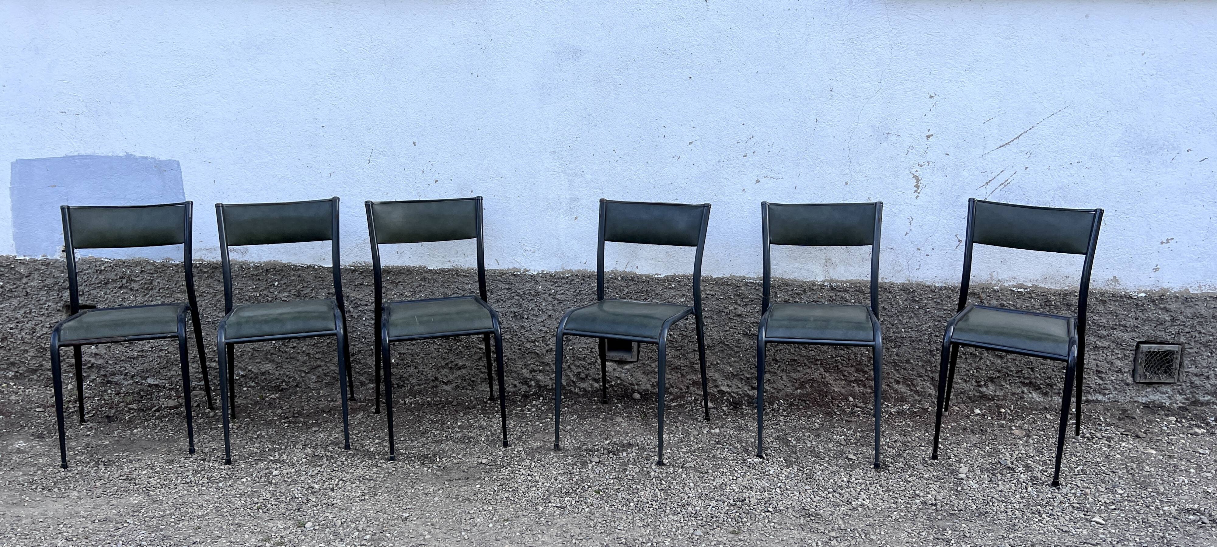 Series of 6 Industrial School Chairs - stackable