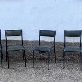 Series of 6 Industrial School Chairs - stackable