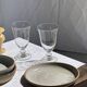 Set of 3 vintage stemmed glasses in clear glass H14 D10
