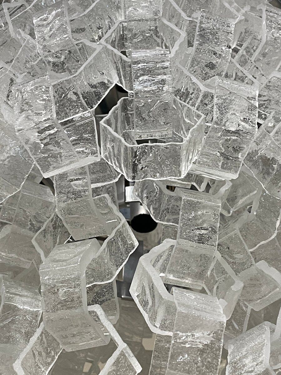 Hexagonal glass Cascade chandelier attributed to Av Mazzega, 1970s.