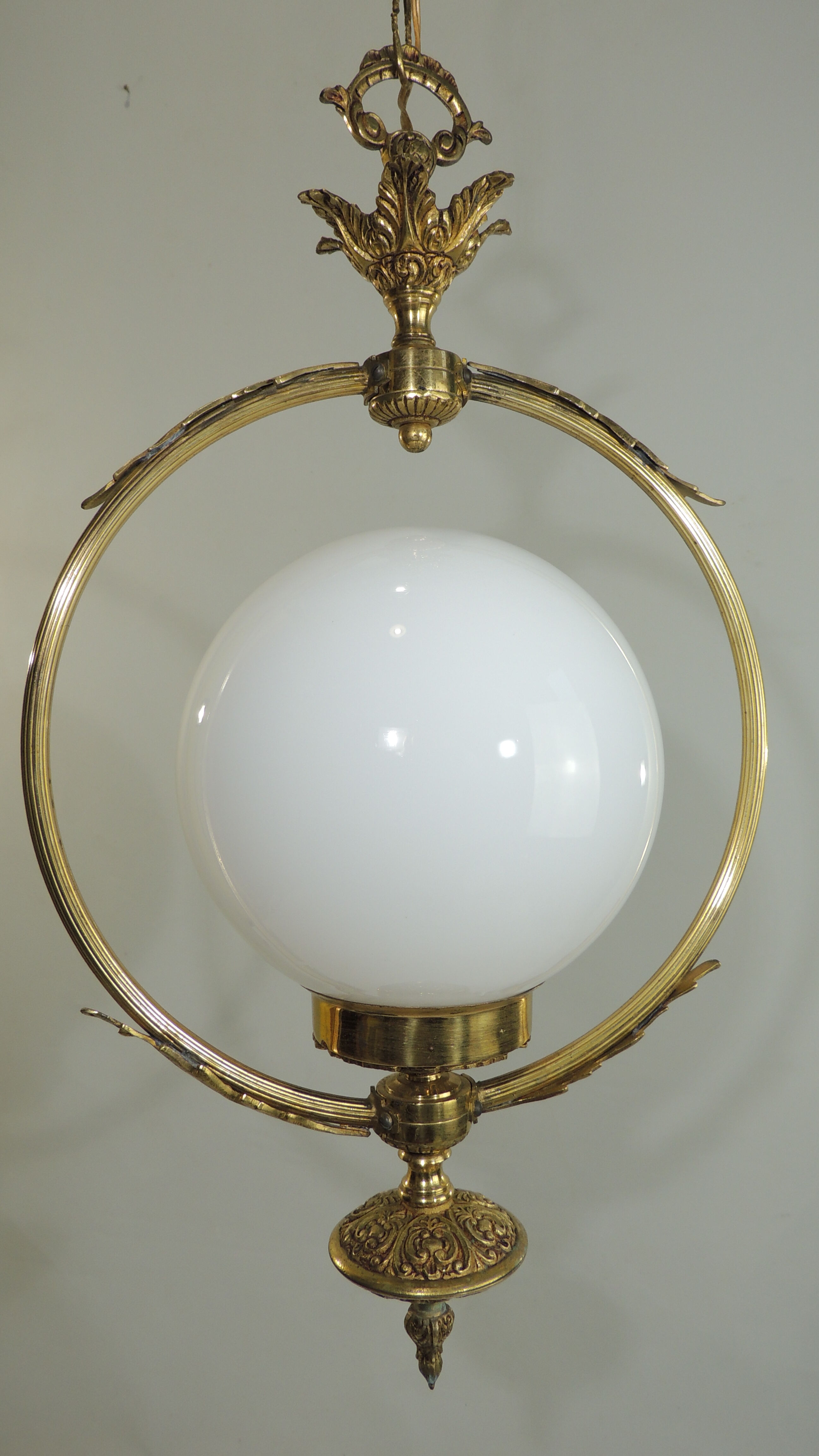 Suspension bronze brass and opaline / vintage