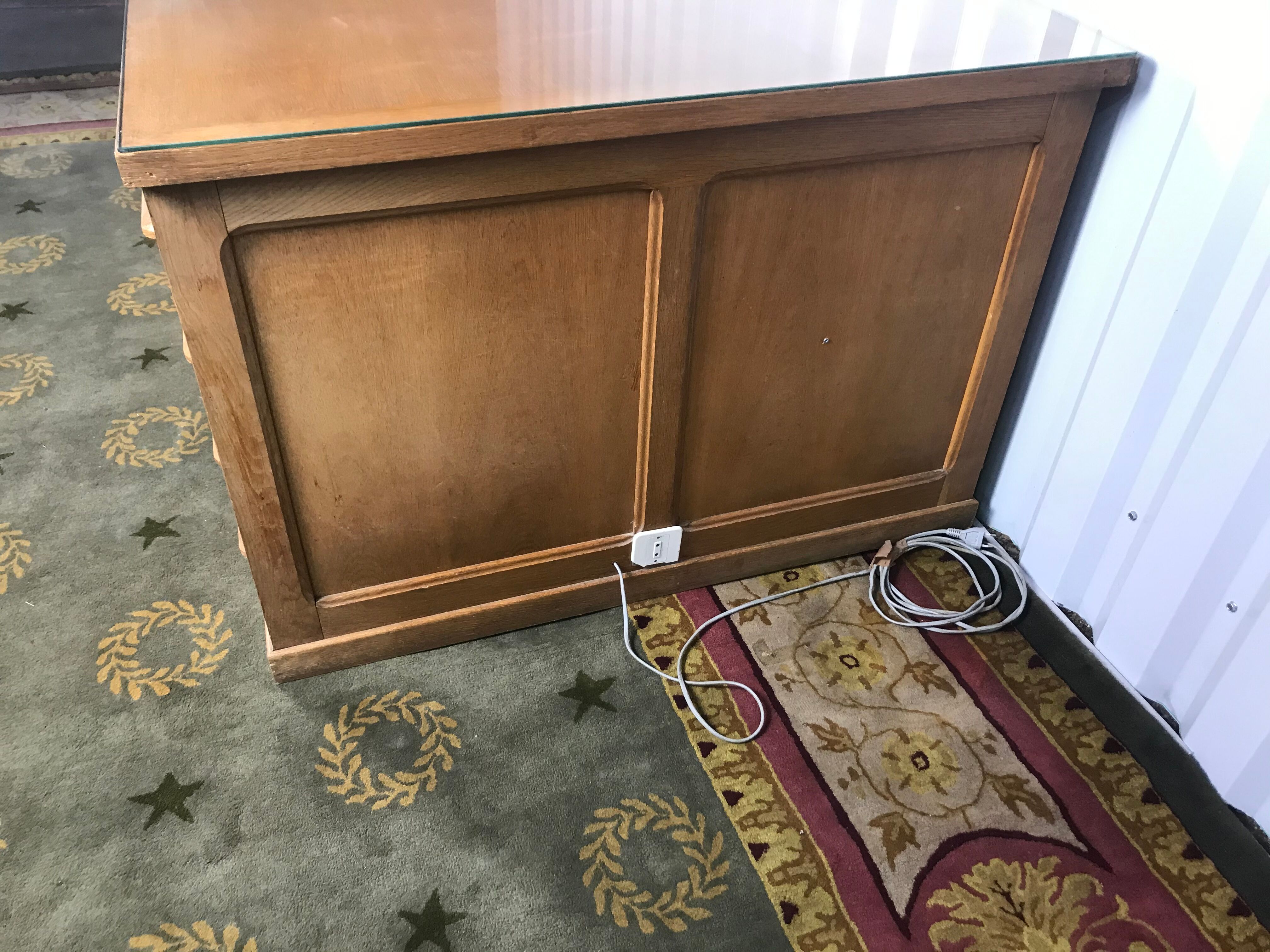 1950 solid oak double-coffered desk
