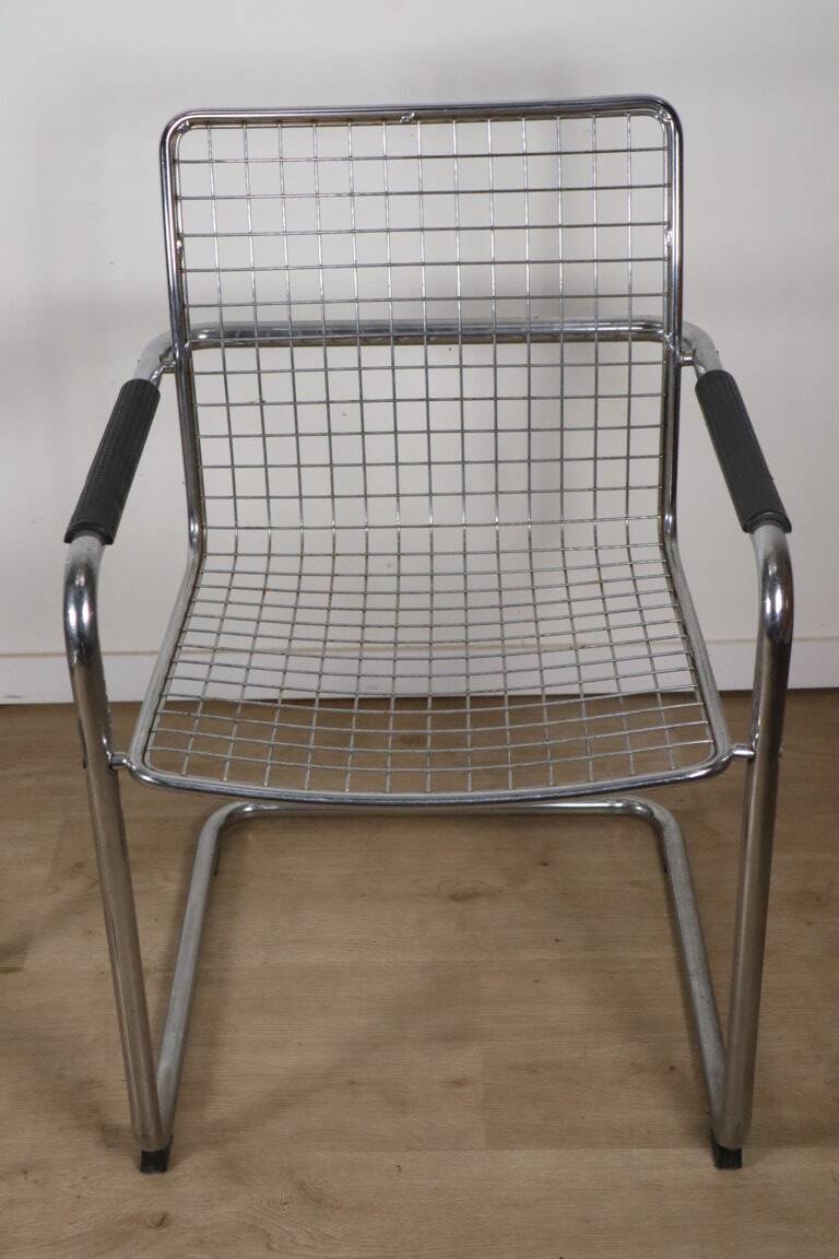 Pair of vintage chrome metal armchairs, 1970