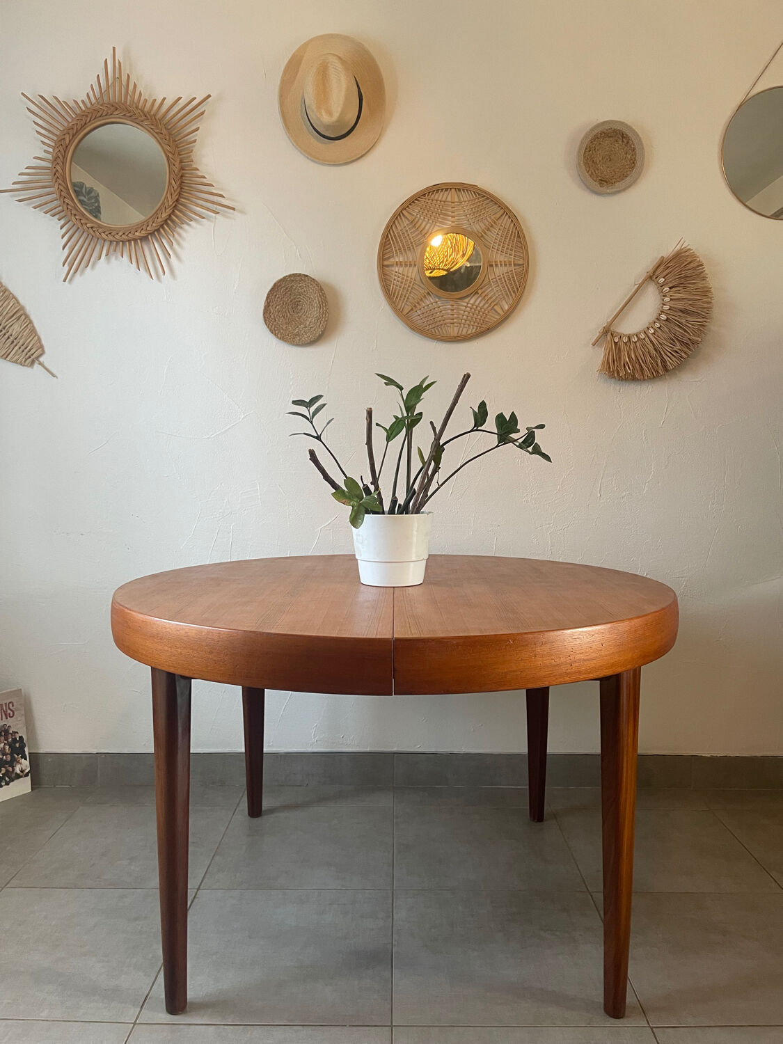 Table en teck vintage NF 2 rallonges