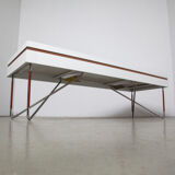 Low white presentation table or bench