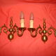 Pair of bronze wall lights with 2 arms in "Dutch" style.