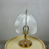 Vintage Hollywood Regency table lamp glass leaf