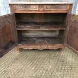 Buffet Louis XV ancien en chêne massif à 2 tiroirs et 2 portes