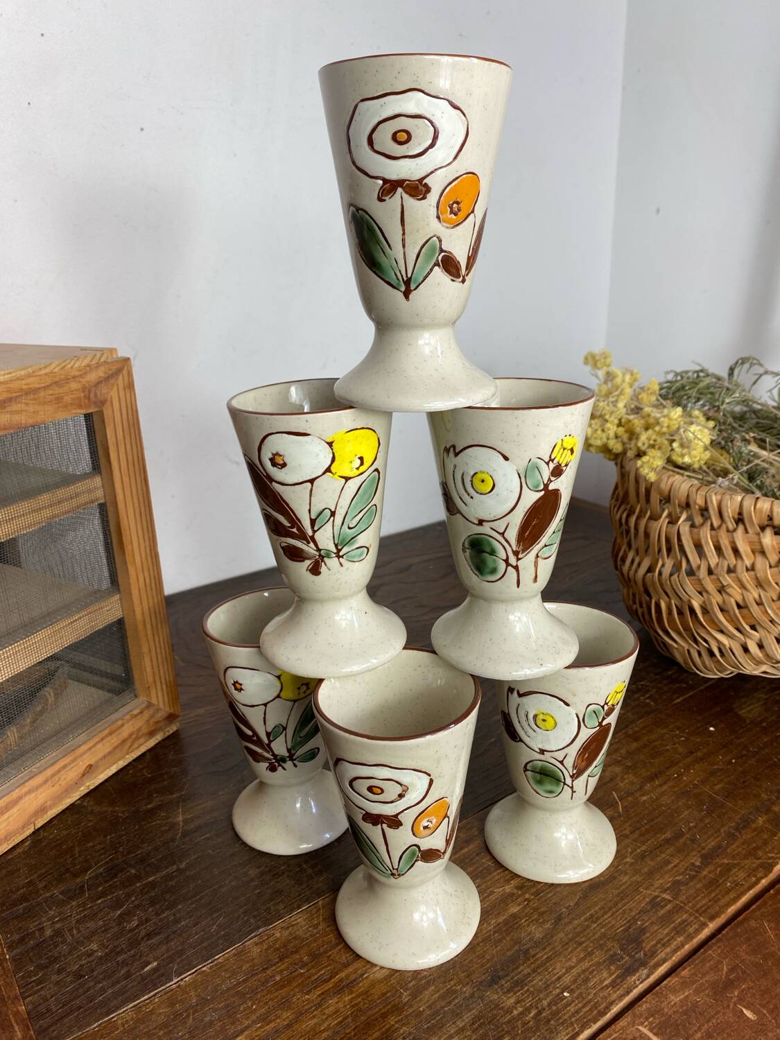 Six stoneware mazagrans