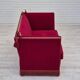 1970s, Danish drop arm "Spanish" sofa, original condition, cherry red furniture velour.