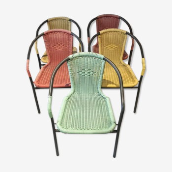 Suite of 5 vintage garden chairs