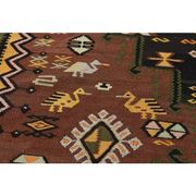 1970s Vintage Turkish Handmade Wool & Cotton Brown Runner Rug 178x475