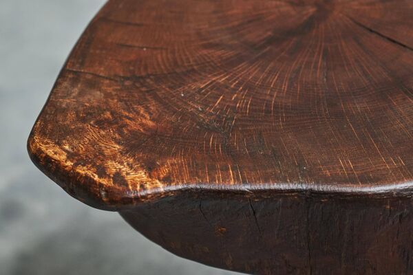 Tabouret Tronc d'Arbre ou Table d'Appoint en Bois Massif et Fer Forgé, Milieu du Siècle