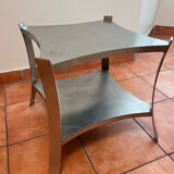 Table basse en inox design 1970 attribué à Francoise Sée
