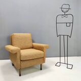 High-Quality Vintage Yellow Fabric Armchair, Italy