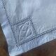 6 cotton and linen napkins, pastel blue, embroidered, OG monograms,