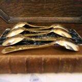 Set of 6 vintage gold-plated tea spoons in the French Louis style
