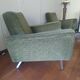 Pair of vintage green velvet armchairs from 1960 with metal legs
