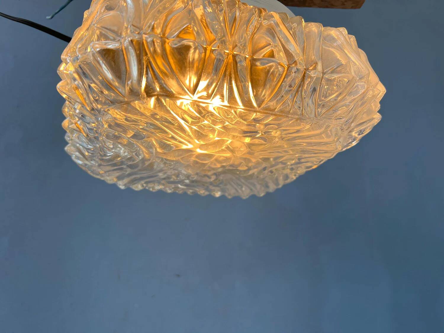 Vintage 30s flush mount glass ceiling lamp