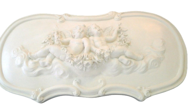 Fronton anges en staff plâtre renforcé 69x37cm