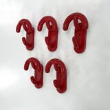Set of 5 red coat hooks by Con&Con Italy, 1970