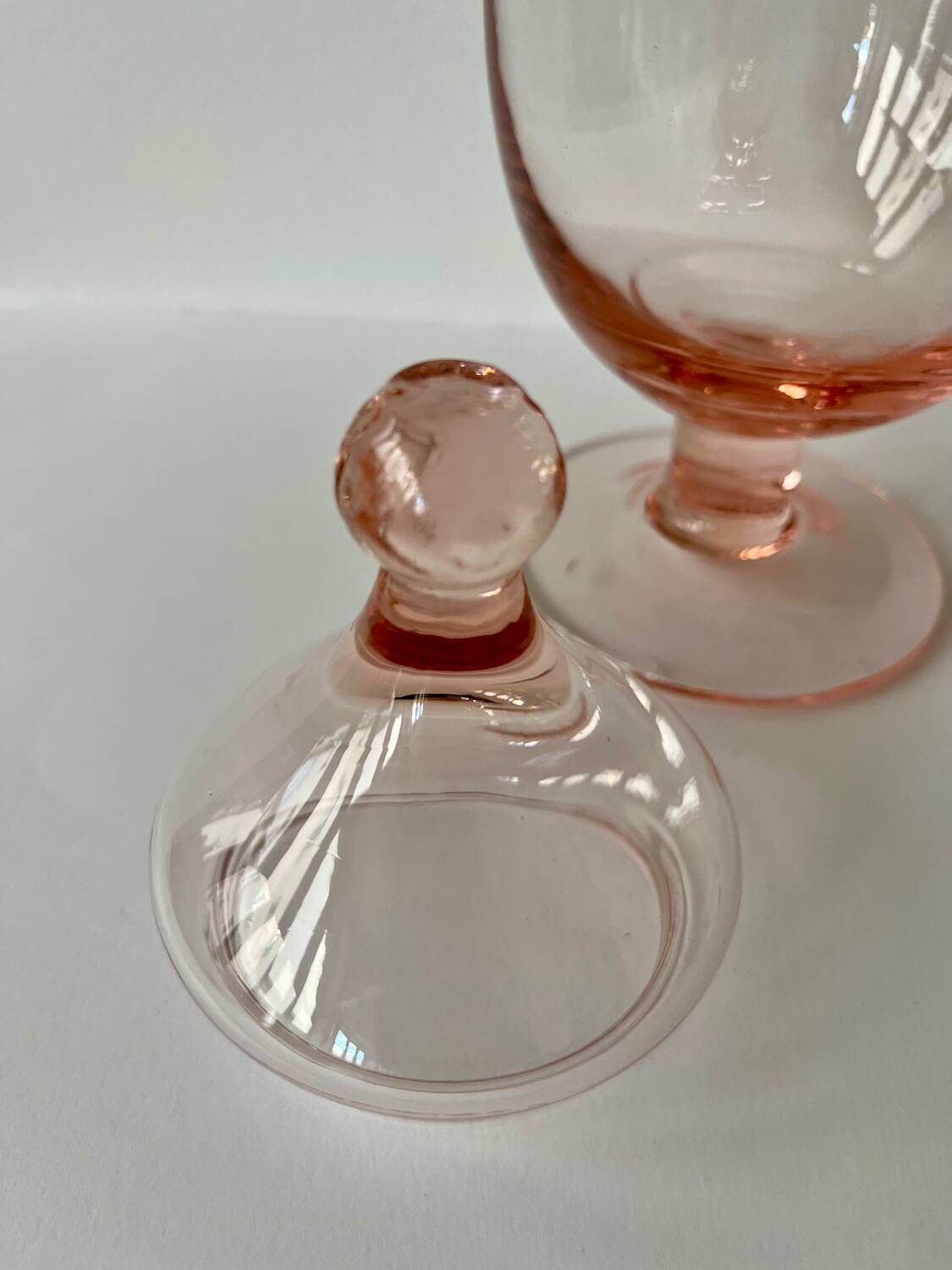 Bocal / Bonbonnière verre rose pale H30cm