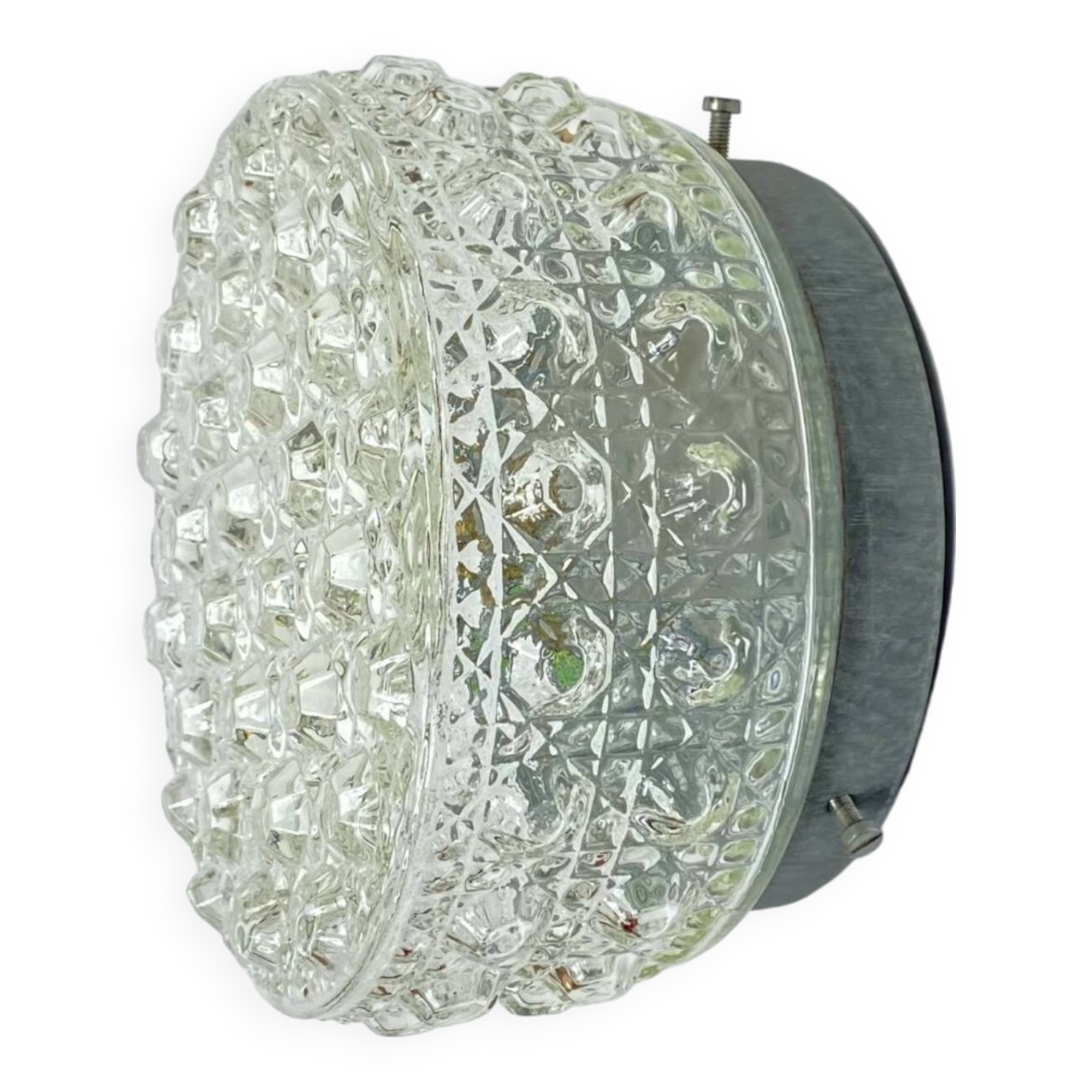 Small wall light ceiling light round minimalist glass 1970 1980 seventies eighties