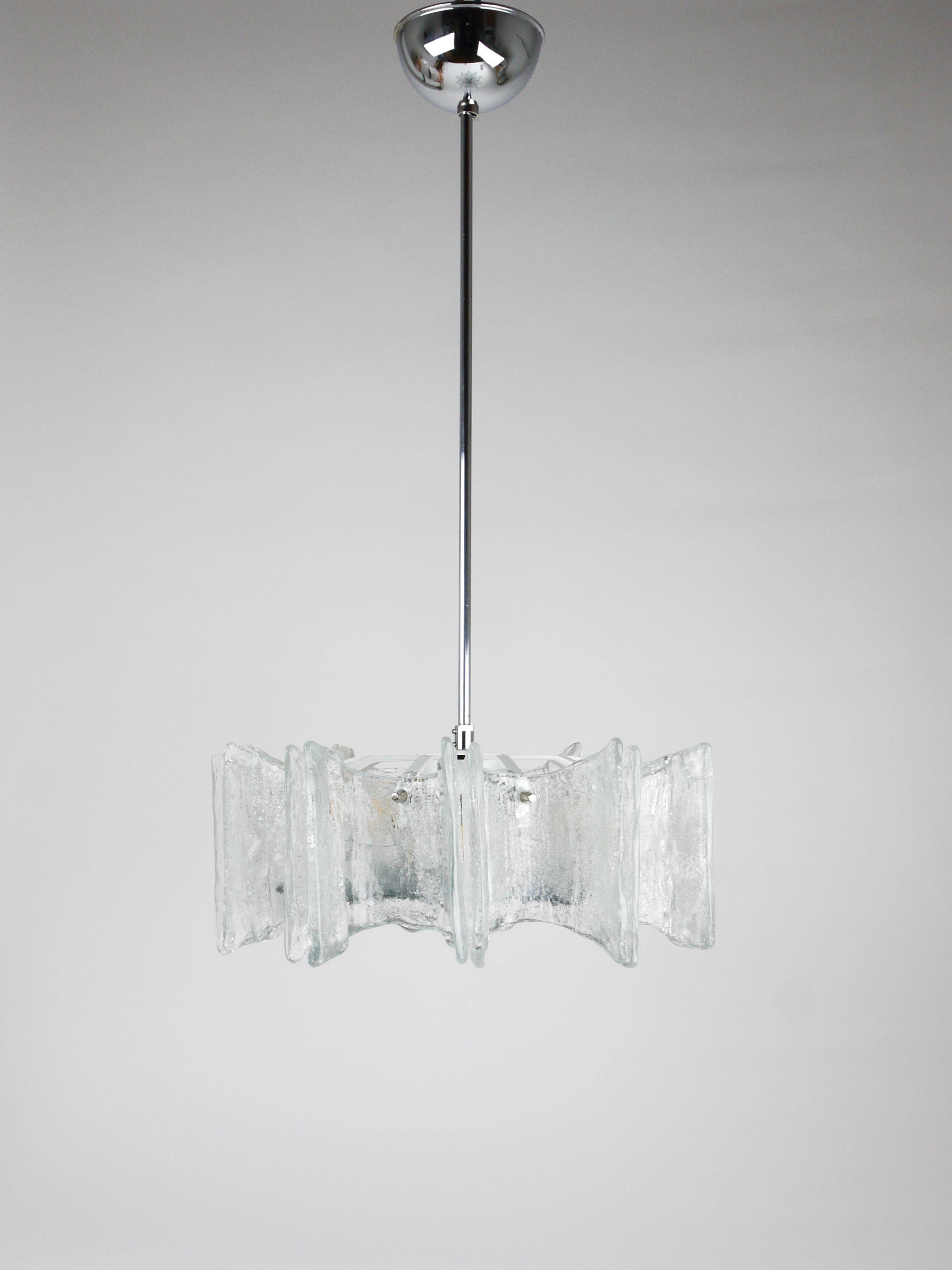 Frosted glass star chandelier J.T. Kalmar Vienna, Austria, 1960s